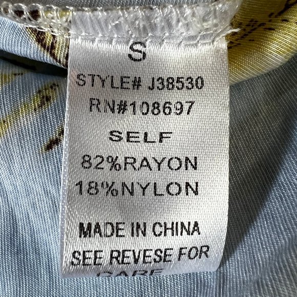 Buffalo Trading Co. Featherweight Light Blue & Yellow Palm Leaf Print Ro… - Picture 5 of 10